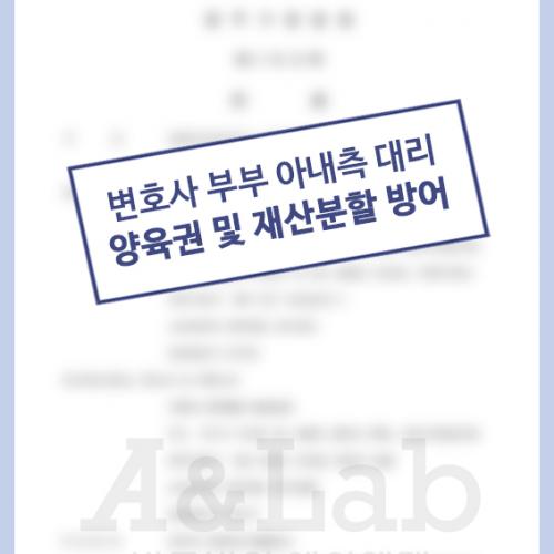 [재산분할] 고소득자 변호사부부 아내측 대리하여 양육권과 재산분할 방어 성공