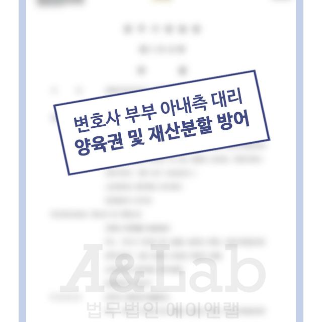 [재산분할] 고소득자 변호사부부 아내측 대리하여 양육권과 재산분할 방어 성공